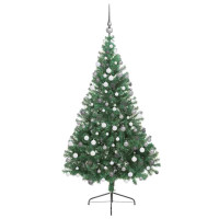 Produktbild för Konstgjord Förbelyst Julgran med 300 LED-lampor Grön 210 cm PVC