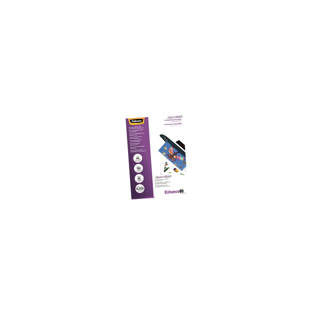 Produktbild för Fellowes Laminating Pouches SuperQuick Enhance 80 micron - 100-pack - glättat - A4 - lamineringsfickor