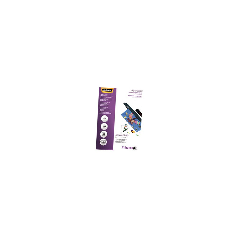 Produktbild för Fellowes Laminating Pouches SuperQuick Enhance 80 micron - 100-pack - glättat - A4 - lamineringsfickor