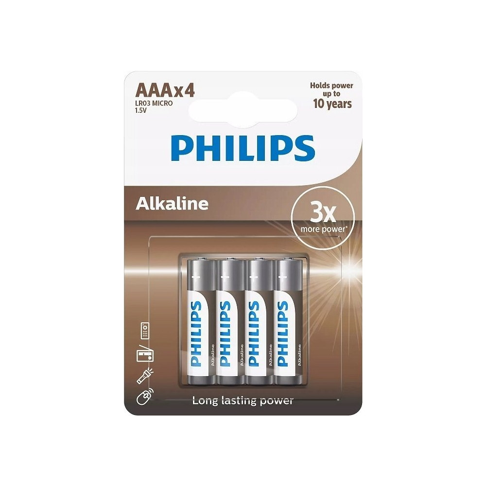 Produktbild för Philips LR03A4B/10, Engångsbatteri, AAA, alkaliskt, 1,5 V, 4...