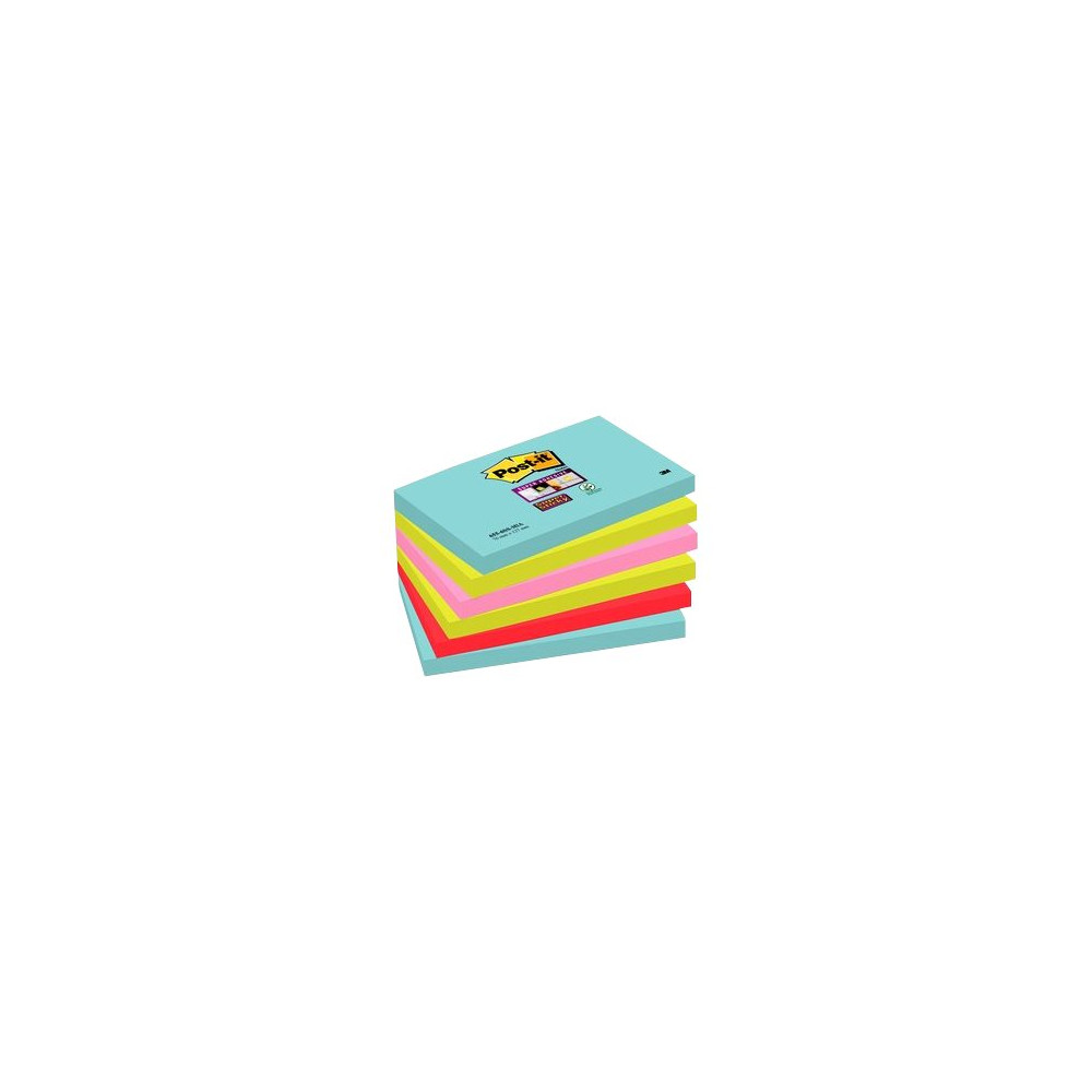 Produktbild för Post-it Super Sticky AMiami 655-6SS-MIA - anteckningar - 76 x 127 mm - 540 ark (6 x 90)