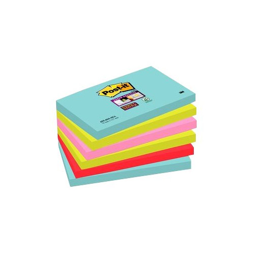 3M Post-it Super Sticky AMiami 655-6SS-MIA - anteckningar - 76 x 127 mm - 540 ark (6 x 90)