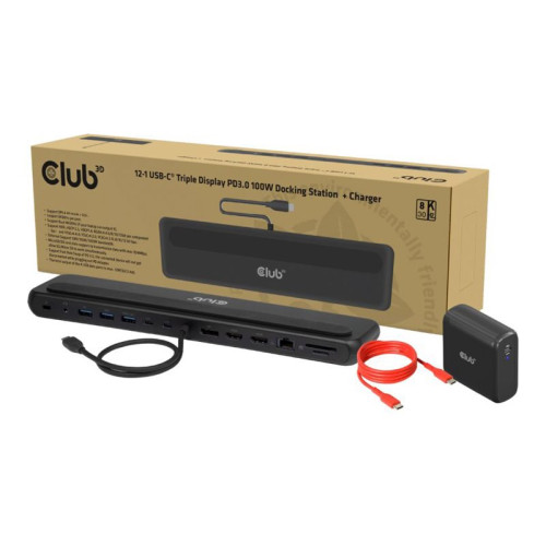 Club-3d Club 3D - dockningsstation - USB-C - 2 x HDMI, DP - 1GbE