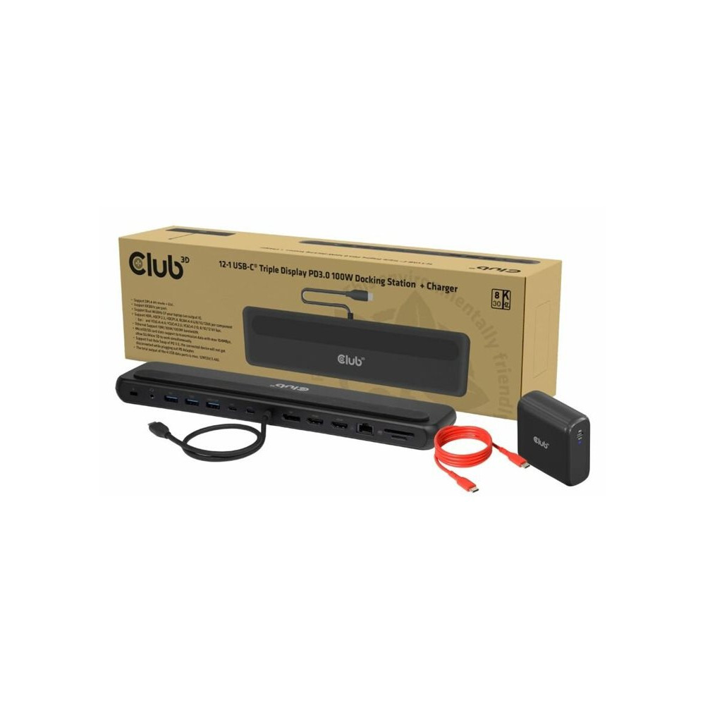 Produktbild för Club 3D - dockningsstation - USB-C - 2 x HDMI, DP - 1GbE