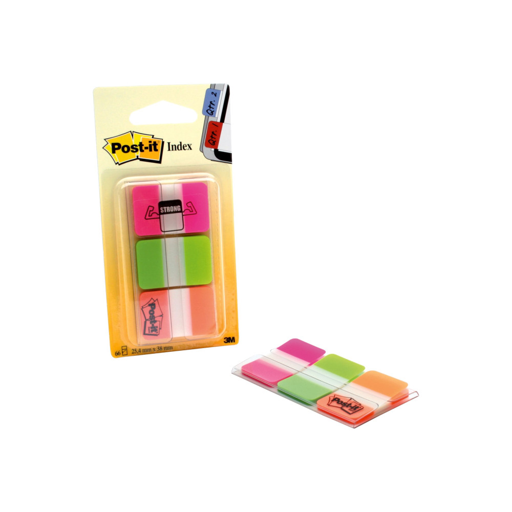 Produktbild för Post-it Index 686-PGO - flikar med dispenser - 25.4 x 38.1 mm - 66 ark (3 x 22)