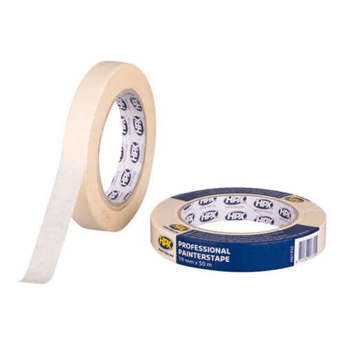 HPX HPX Professional maskeringstejp - 19 mm x 50 m - gräddvit (paket om 48)