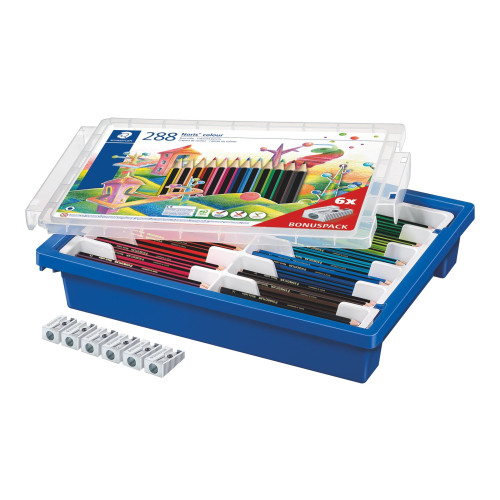 STAEDTLER STAEDTLER Noris colour 185 - färgpenna - svart, röd, blå, grön, ljusblå, orange, magenta, persika, ljusgul, mörkt malvafärgad, pilgrön, van dyke-brun (paket om 288)