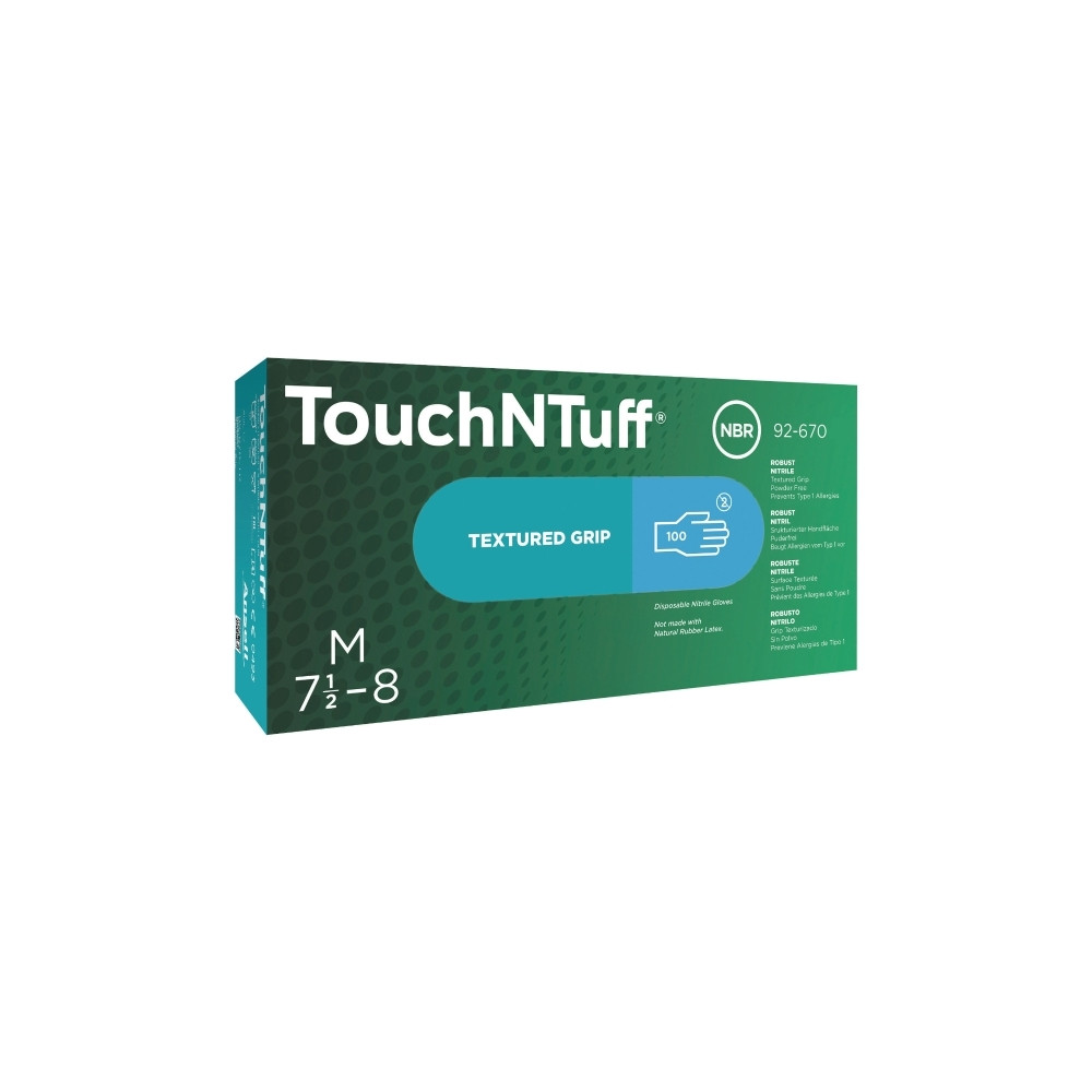 Produktbild för Engångshandskar, Ansell Touchntuff 92-670, blå, str. 8, förp...