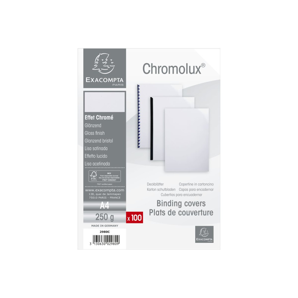 Produktbild för Exacompta Chromolux - blank - 100 stk - 250 g/m² - bindningsskydd
