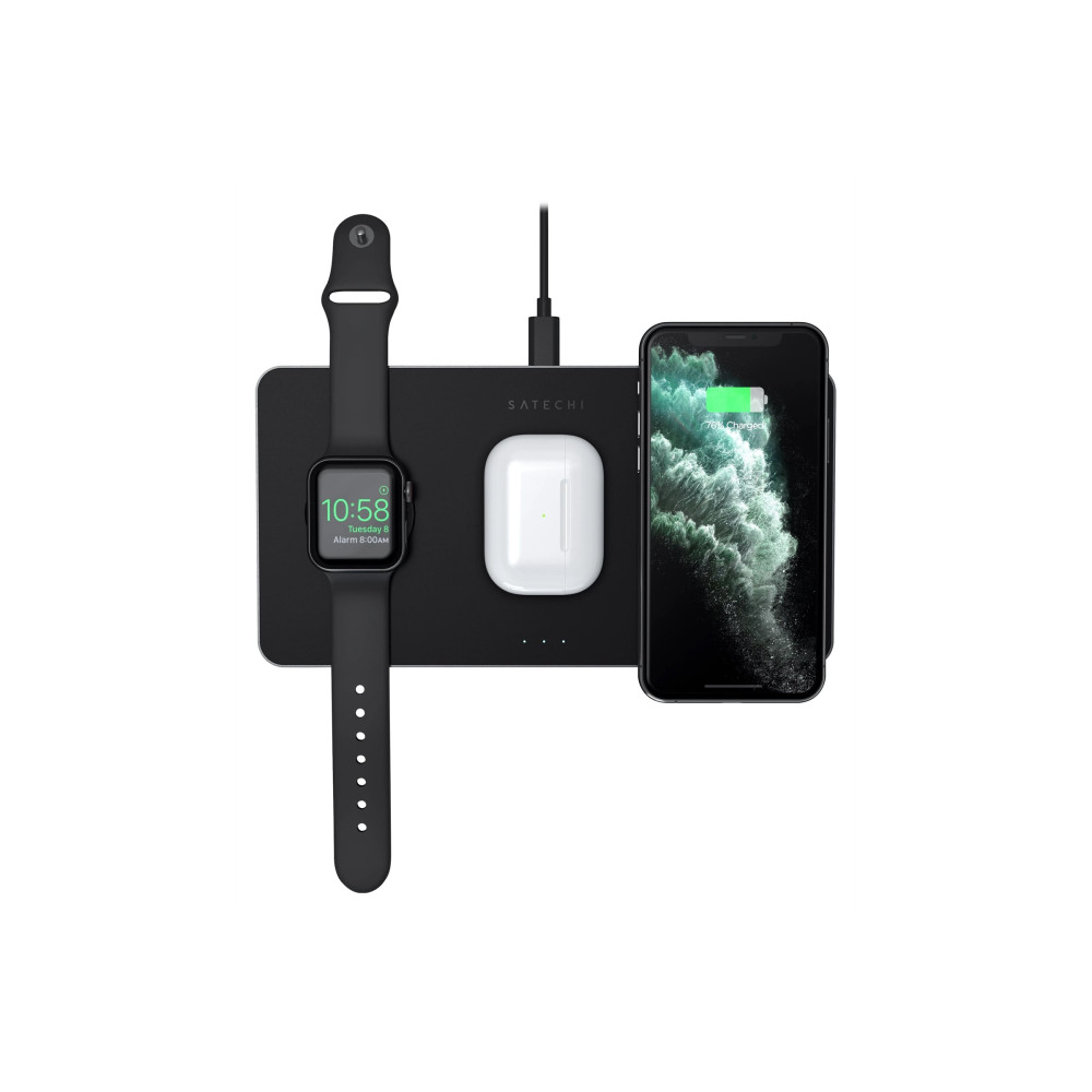 Produktbild för Satechi Trio Wireless Charging Pad trådlös laddningsmatta/nätadapter - + växelströmsadapter - 24 Watt