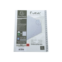 Produktbild för Exacompta - avdelare - 20 delar - för 225 x 297 mm - tabbad - vit