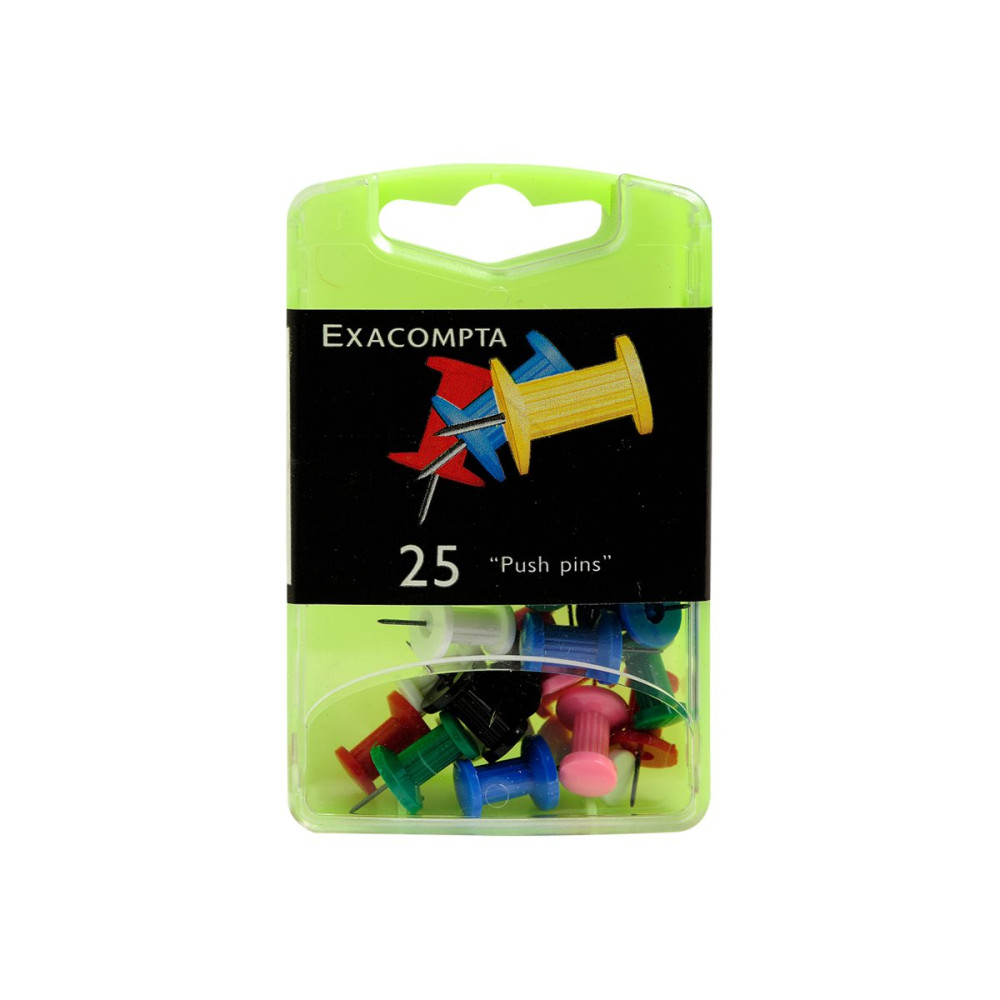 Produktbild för Exacompta - tryckstift - 10 mm huvuddiameter, 7 mm nål - blandade färger - paket med 25