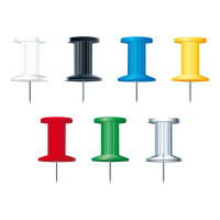 Produktbild för Exacompta - tryckstift - 10 mm huvuddiameter, 7 mm nål - blandade färger - paket med 25