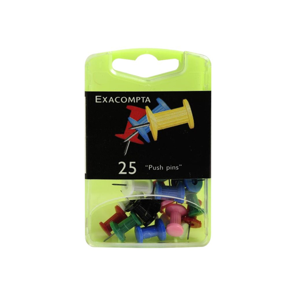 Produktbild för Exacompta - tryckstift - 10 mm huvuddiameter, 7 mm nål - blandade färger - paket med 25