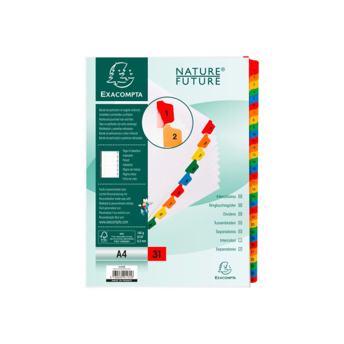 EXACOMPTA Exacompta Nature Future - avdelare - 31 delar - för A4 - tabbad - vit