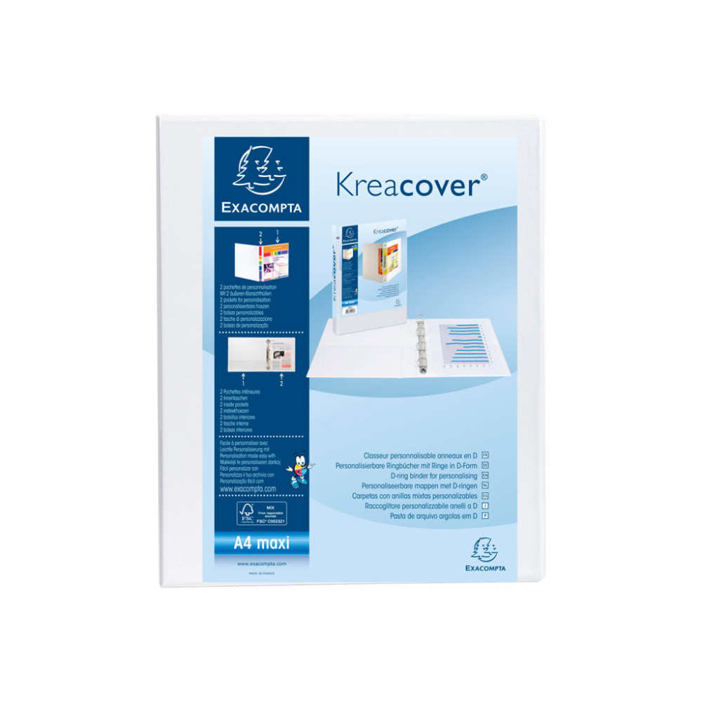 Produktbild för Exacompta - presentationsringpärm - för A4 Maxi, 242 x 297 mm - vit