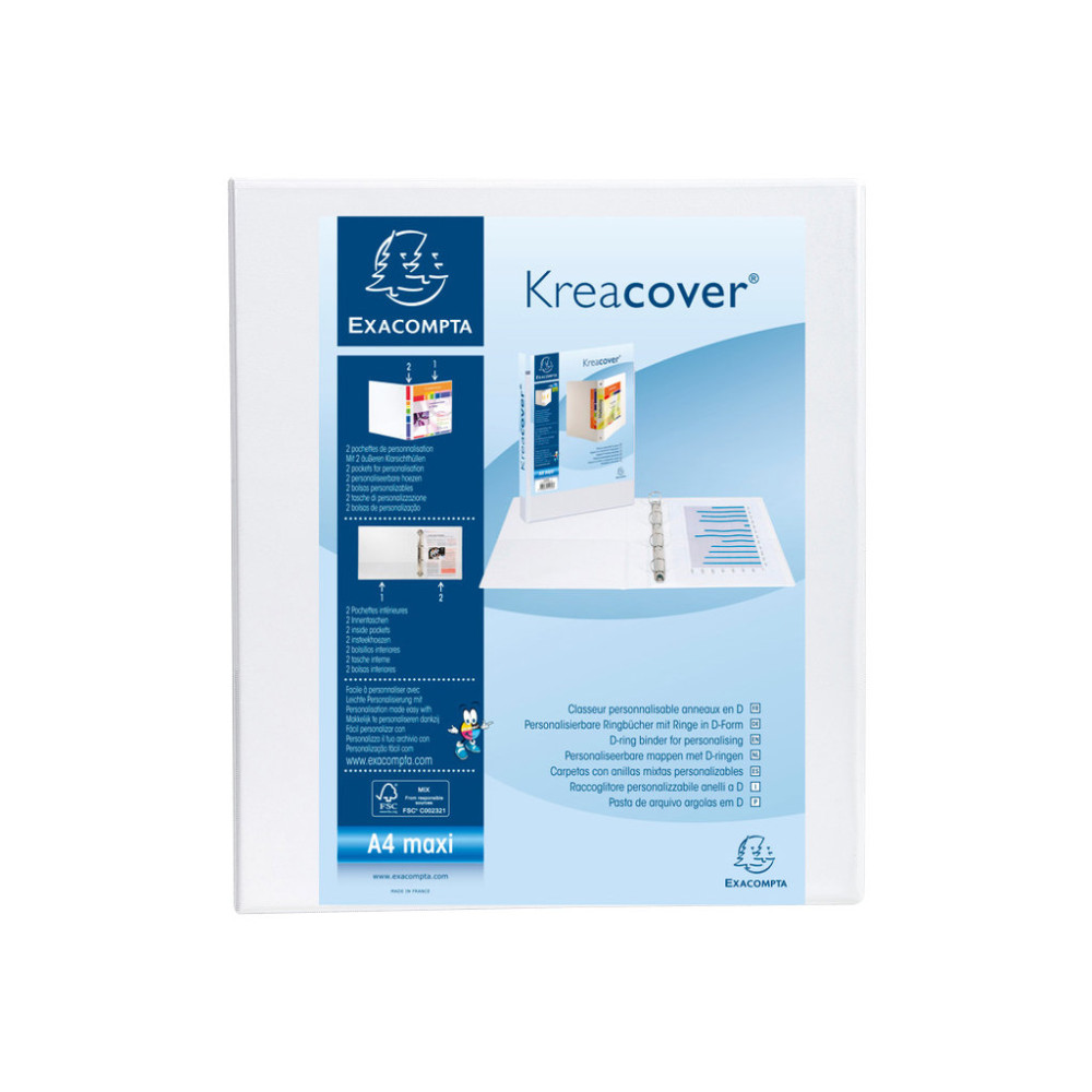 Produktbild för Exacompta - presentationsringpärm - för A4 Maxi, 242 x 297 mm - vit