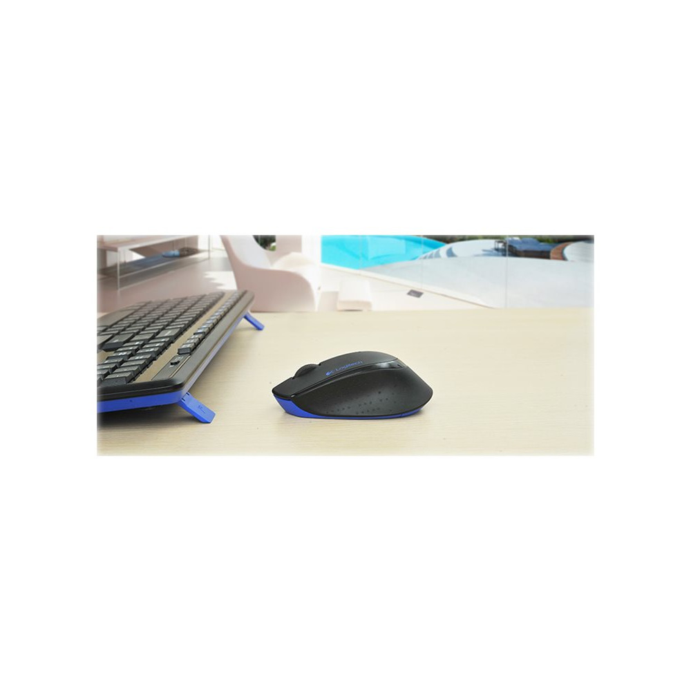 Produktbild för Logitech Wireless Combo MK345 - sats med tangentbord och mus - USA, internationellt - svart, blå Inmatningsenhet