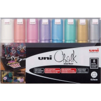 Produktbild för Uni-Ball ChalkGlass PWE-8K, Grön, Ljusblå, Orange, Rosa, Röd...