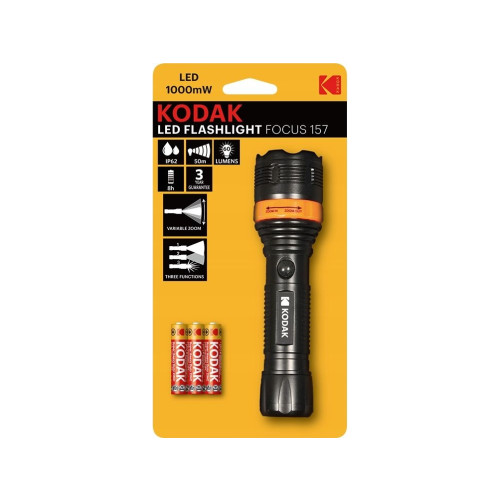 KODAK Kodak ficklampa turism LED Focus 157 60lm IP62 zoom + 3 batt...