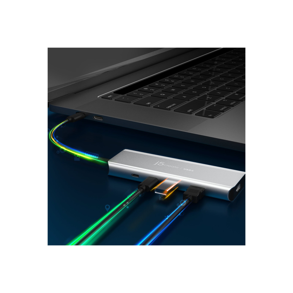 Produktbild för j5create JCD401 - dockningsstation - USB-C / USB4 / Thunderbolt 3 / Thunderbolt 4 - HDMI, DP, USB-C