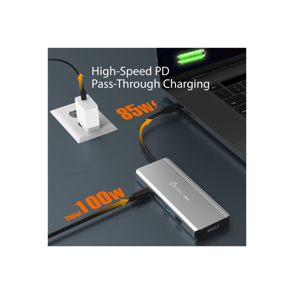 Produktbild för j5create JCD401 - dockningsstation - USB-C / USB4 / Thunderbolt 3 / Thunderbolt 4 - HDMI, DP, USB-C
