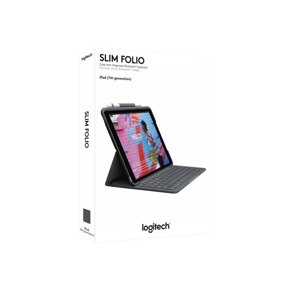 Produktbild för Logitech Slim Folio - tangentbord och foliefodral - QWERTZ - tysk - grafit Inmatningsenhet