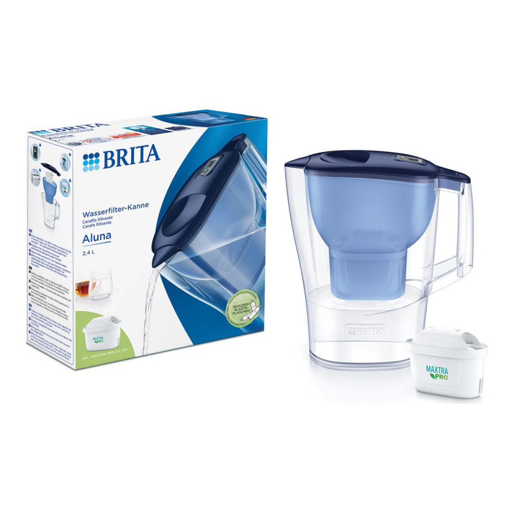 Produktbild för BRITA Aluna - vattenfilterkanna - blå - Storlek 11 x 26.5 cm - Höjd 27.5 cm - 2.4 L