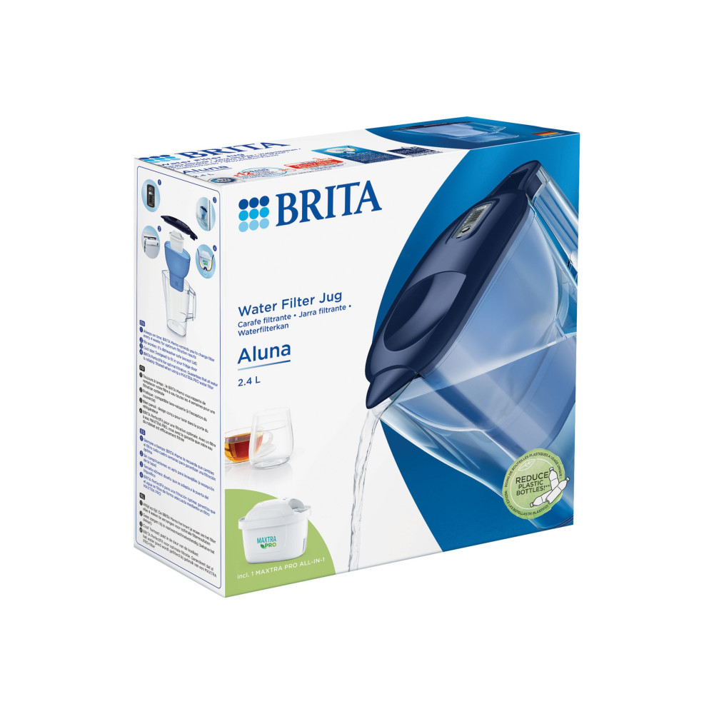 Produktbild för BRITA Aluna - vattenfilterkanna - blå - Storlek 11 x 26.5 cm - Höjd 27.5 cm - 2.4 L