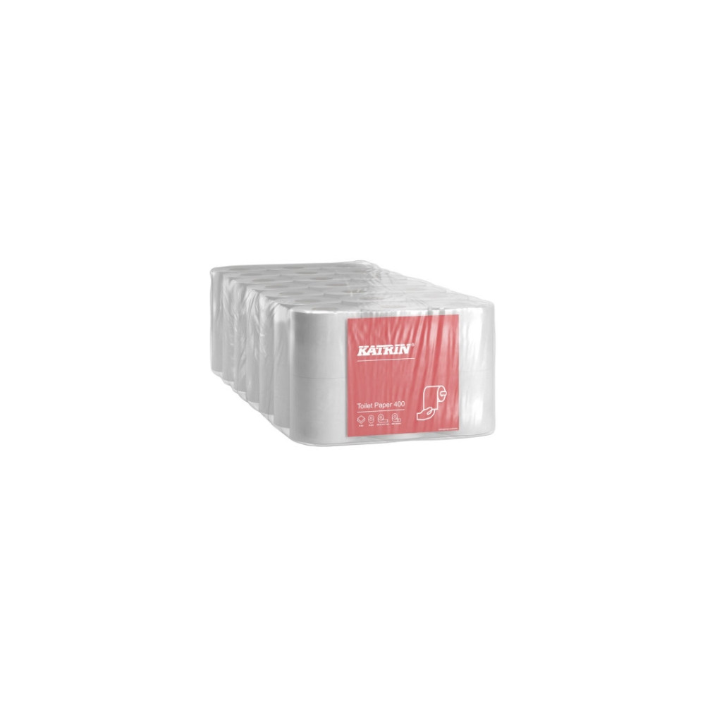 Produktbild för Katrin Classic Toilet 400 - toalettpapper - 400 ark - rulle - 48 m - vit (paket om 6)