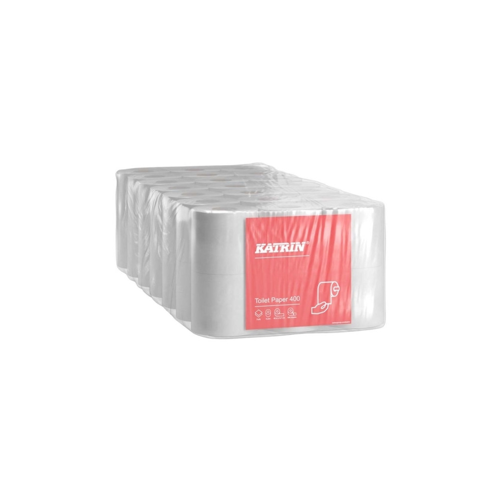 Produktbild för Katrin Classic Toilet 400 - toalettpapper - 400 ark - rulle - 48 m - vit (paket om 6)