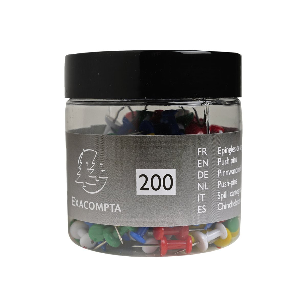 Produktbild för Exacompta - tryckstift - 10 mm huvuddiameter, 7 mm nål - blandade färger - paket med 200