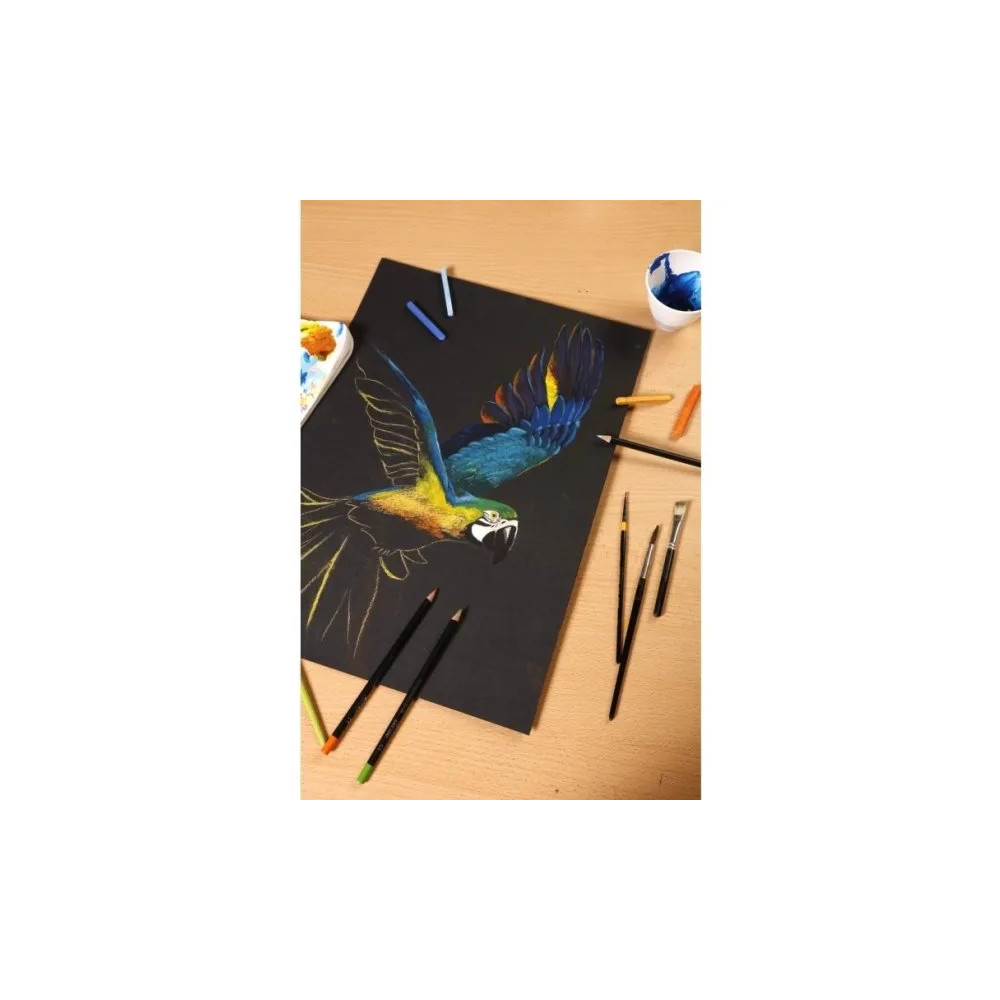 Produktbild för Paint-On block A3 250 g 20 ark svart papper, multi teknik, t...