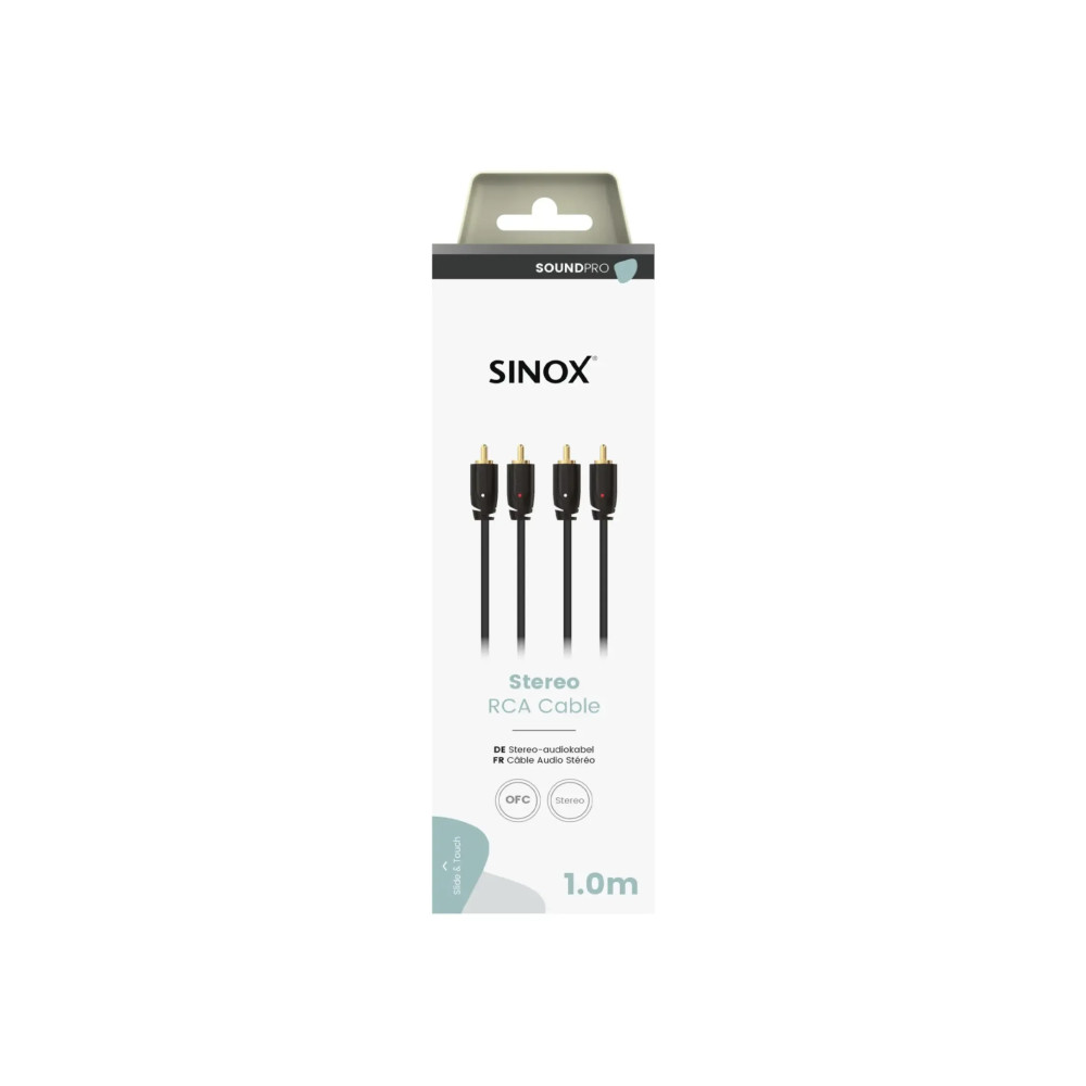 Produktbild för Sinox SXA04201, 2 x RCA, hankontakt, 2 x RCA, hankontakt, 1...
