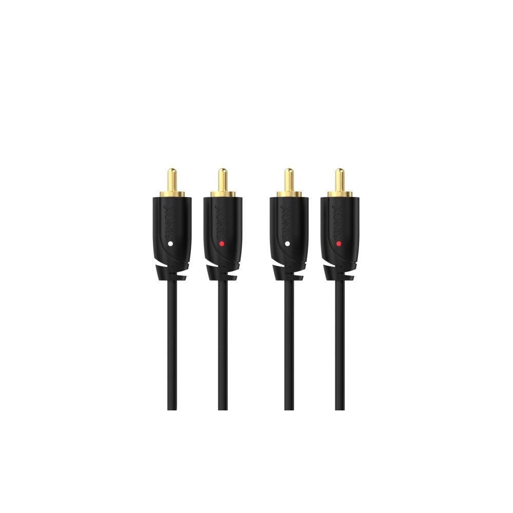 Produktbild för Sinox SXA04201, 2 x RCA, hankontakt, 2 x RCA, hankontakt, 1...