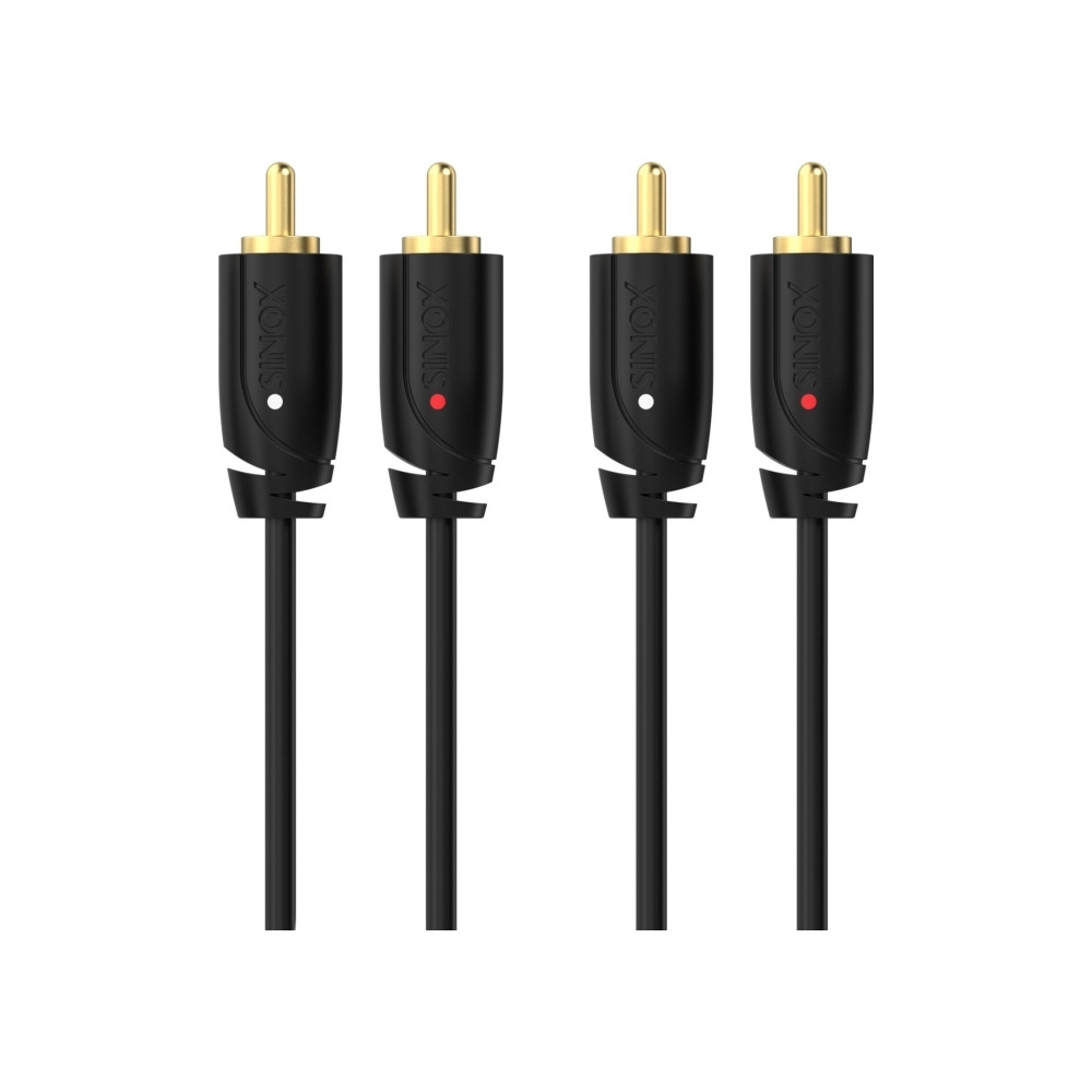 Produktbild för Sinox SXA04201, 2 x RCA, hankontakt, 2 x RCA, hankontakt, 1...