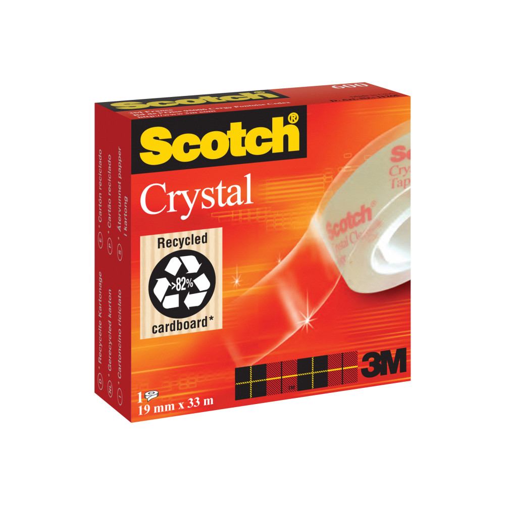 Produktbild för Scotch Crystal 600 kontorstejp - 19 mm x 33 m - kristallklar