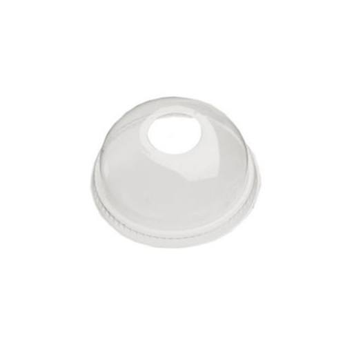 Multi Plastlåg Ø95 mm Kuppel med Hul til sugerør RPET Klar,50 stk/...