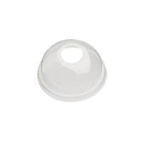 Produktbild för Plastlåg Ø95 mm Kuppel med Hul til sugerør RPET Klar,50 stk/...
