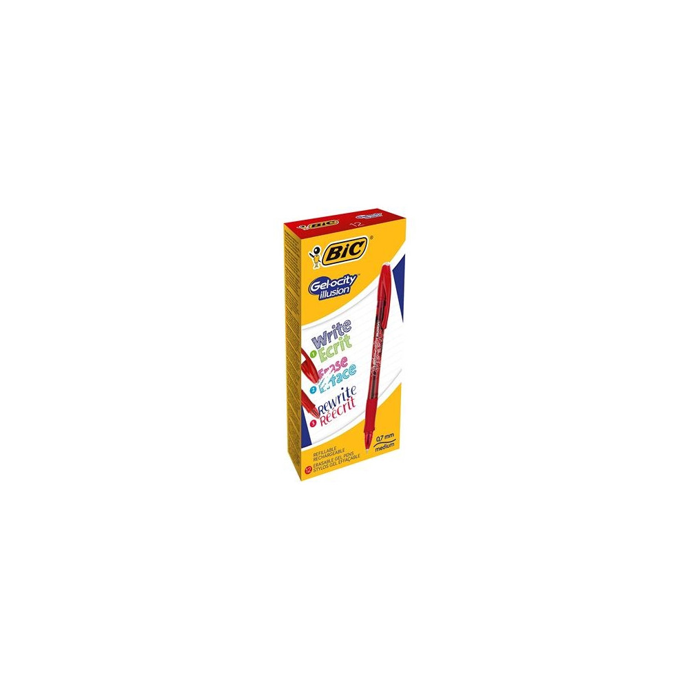 Produktbild för BIC Gel-ocity illusion, Gelpenna med kork, Röd, Röd, Ambidex...