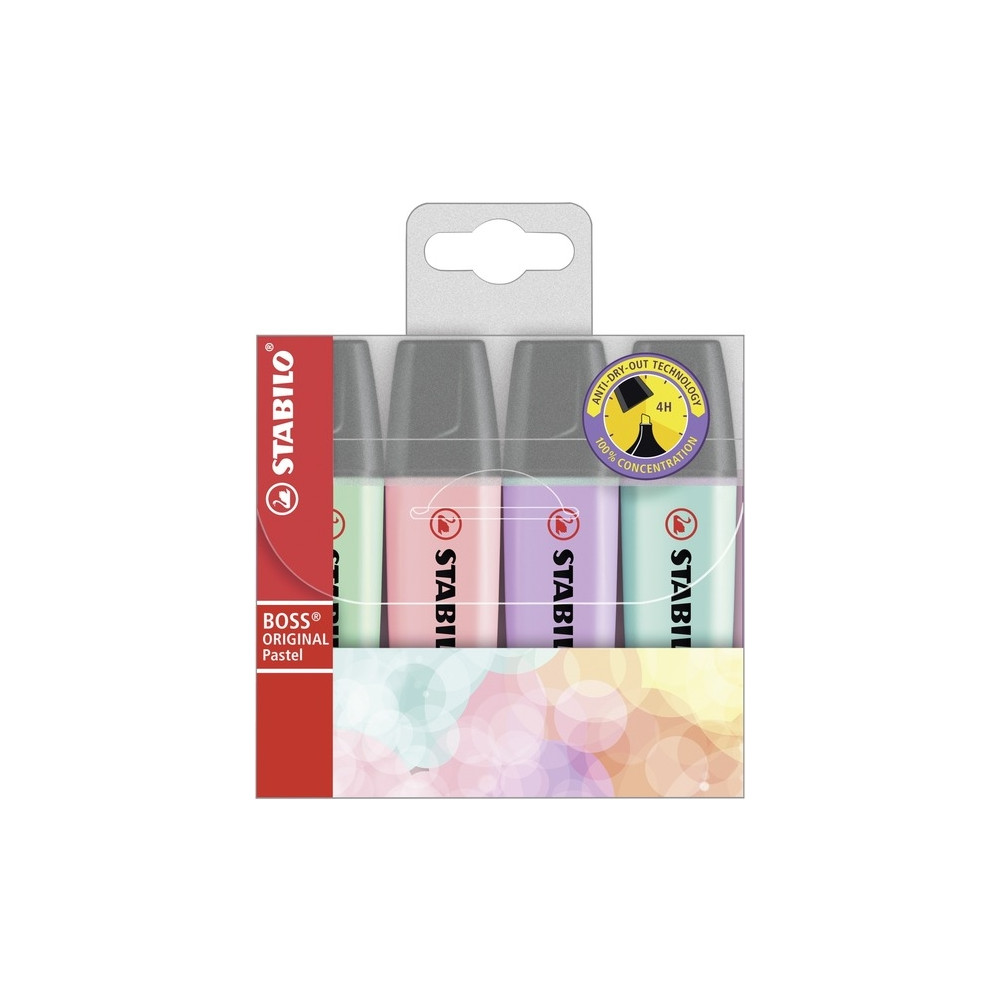Produktbild för Highlighter Stabilo Boss® Original Pastel med 4 stk. ass. fa...