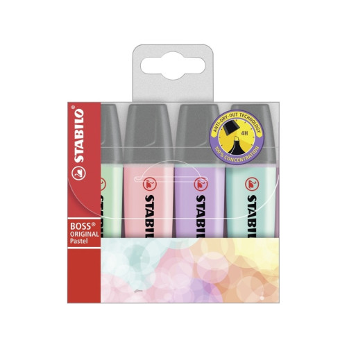 STABILO Highlighter Stabilo Boss® Original Pastel med 4 stk. ass. fa...