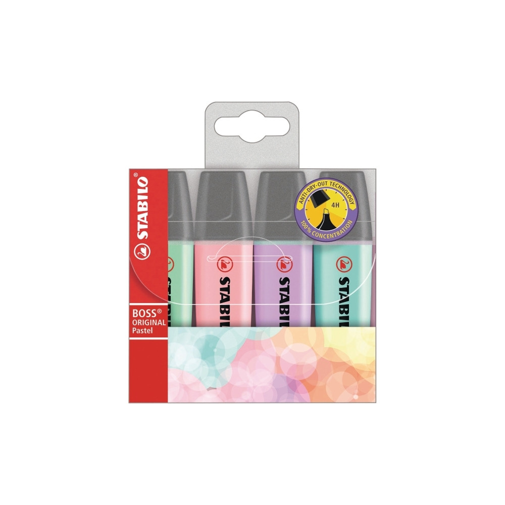 Produktbild för Highlighter Stabilo Boss® Original Pastel med 4 stk. ass. fa...