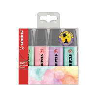 Produktbild för Highlighter Stabilo Boss® Original Pastel med 4 stk. ass. fa...
