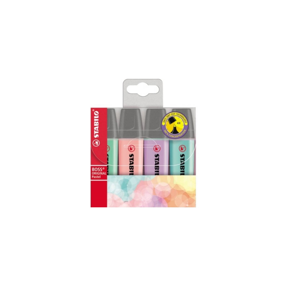 Produktbild för Highlighter Stabilo Boss® Original Pastel med 4 stk. ass. fa...