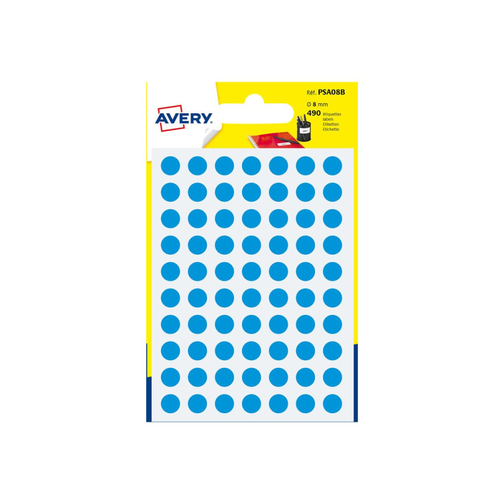 Produktbild för Avery - självhäftande färgkodad etikett - blå (paket om 490)