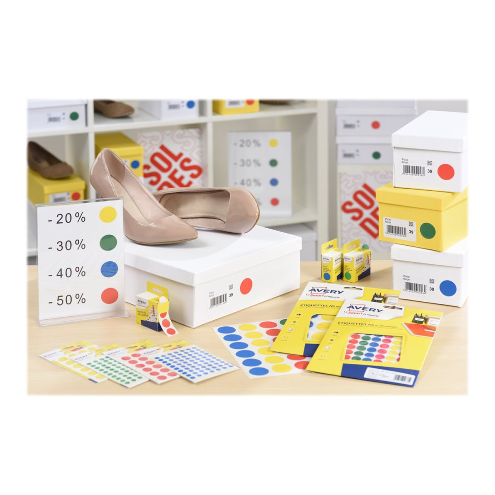 Produktbild för Avery - självhäftande färgkodad etikett - blå (paket om 490)