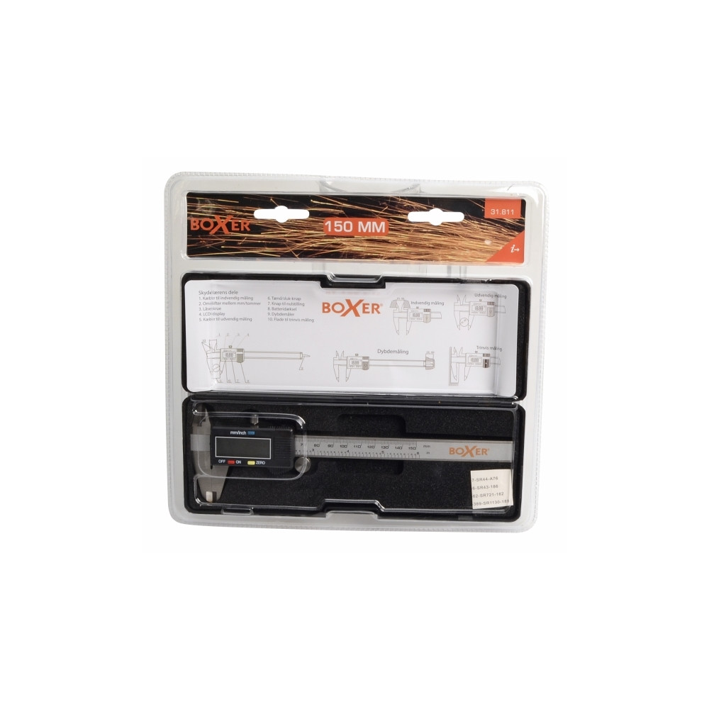 Produktbild för Boxer digital skjutmått med LCD-display 0–150 mm rostfritt s...
