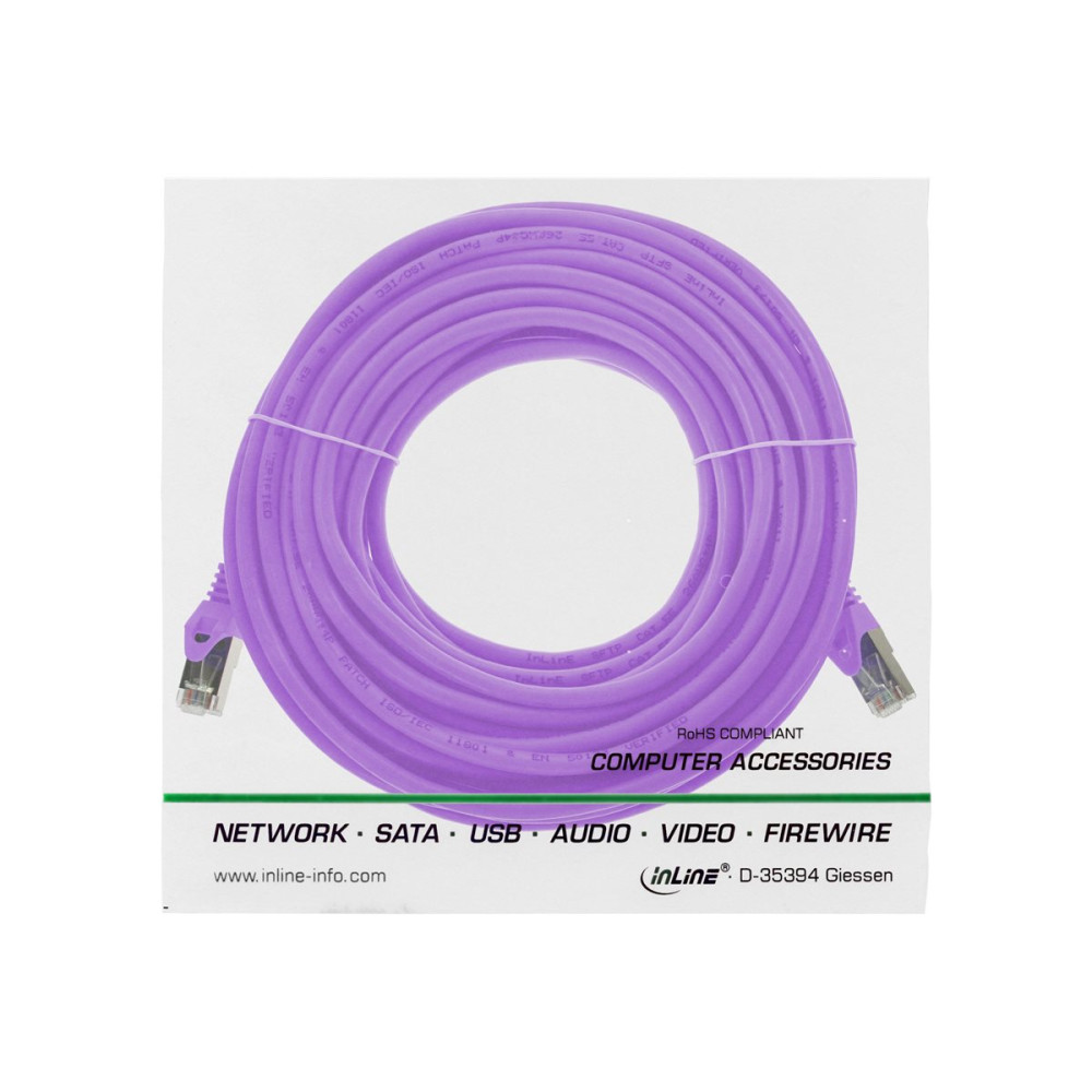 Produktbild för InLine patch-kabel - 10 m - lila