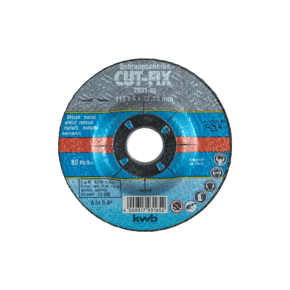 Produktbild för kwb CUT-FIX, Slipskiva, Metall, 2,2 cm, 12,5 cm, 6 mm, 80 m/...